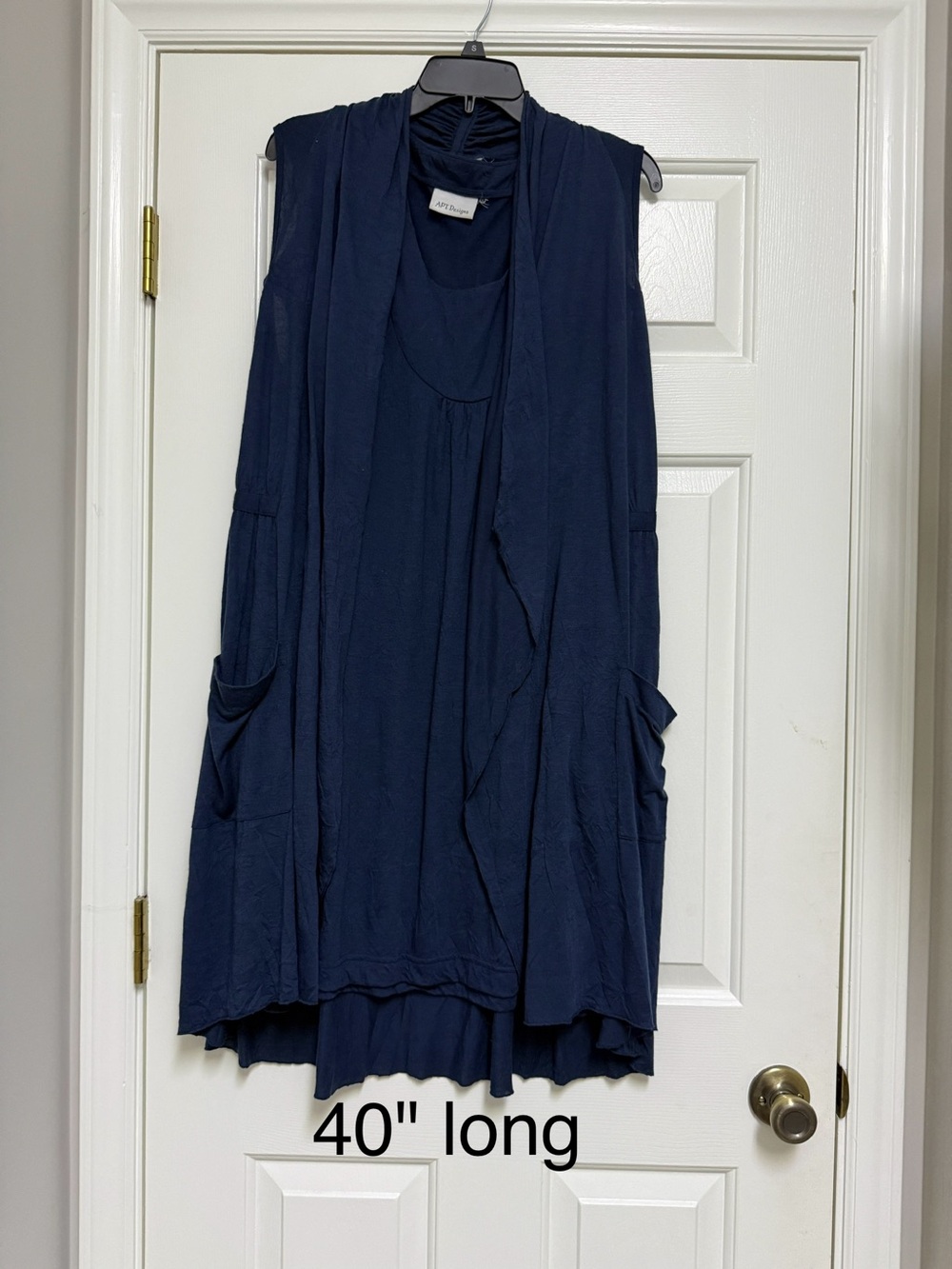 Apt. 9 Navy Dress With Sleeveless Open-Front Layering Duster View 4
